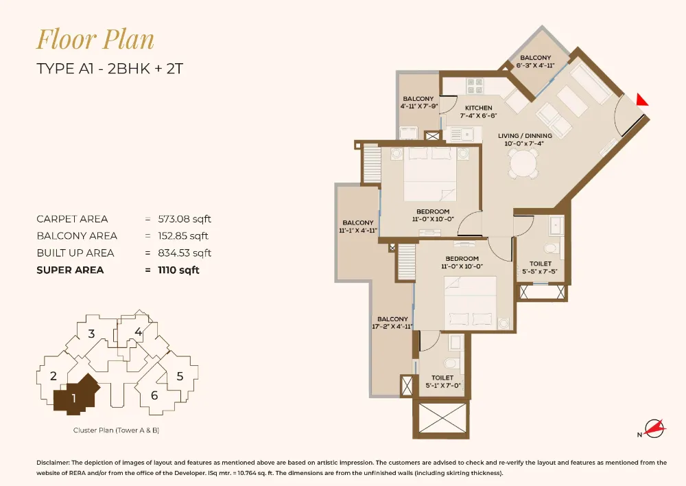 2 BHK Apartment + 2T